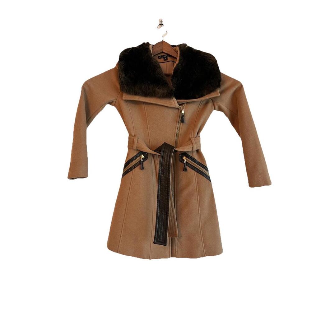 Via Spiga Kate Faux Fur Trim Coat